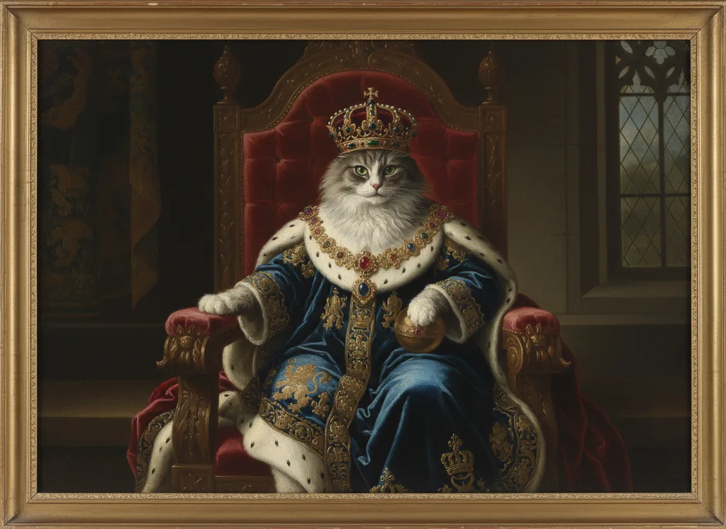 Cat painted in the Renaissance Royal style