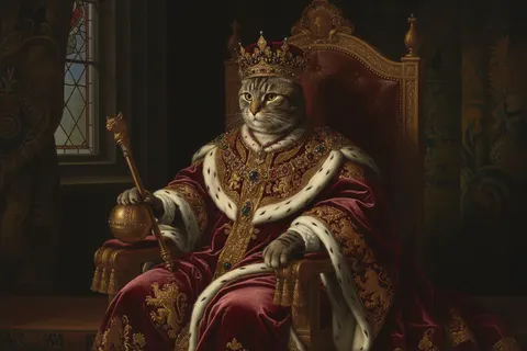 Tabby Cat painted in the Renaissance Royal style