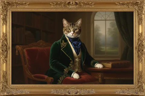Calico Cat painted in the Victorian Noble style