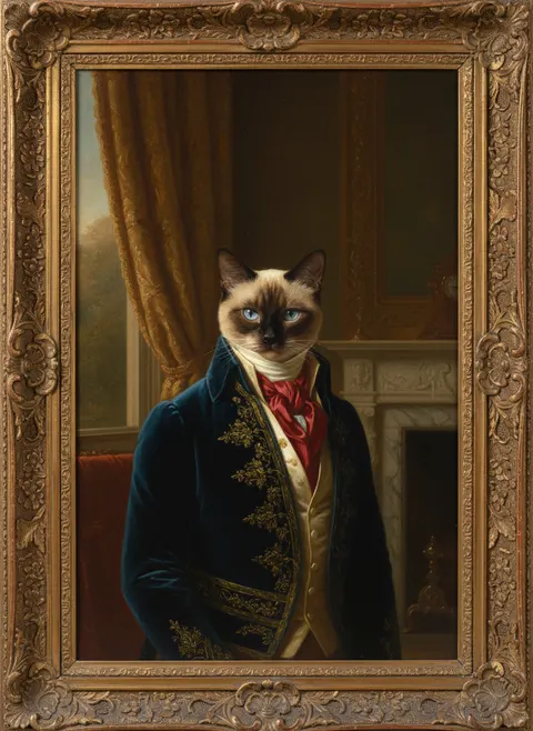 Siamese painted in the Victorian Noble style