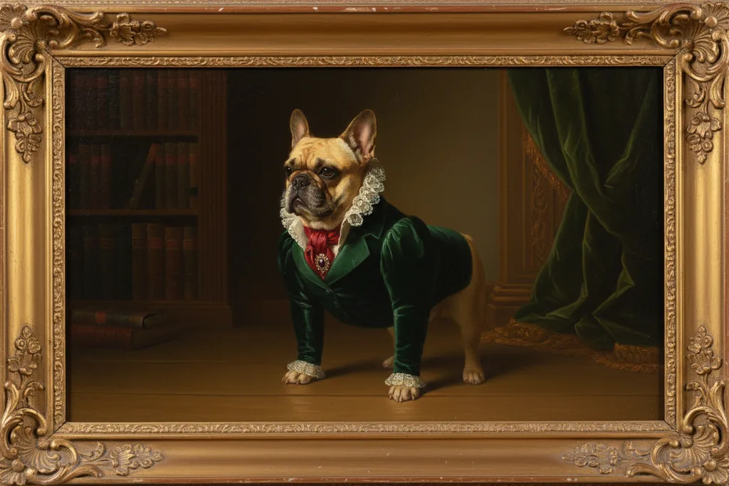 French Bulldog painted in the Victorian Noble style