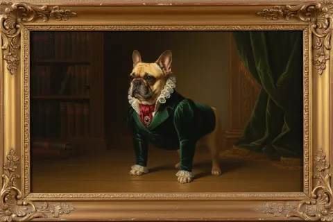 French Bulldog painted in the Victorian Noble style