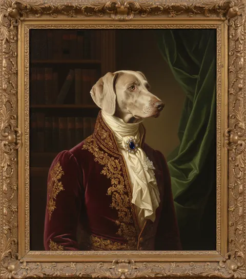 Weimaraner painted in the Victorian Noble style