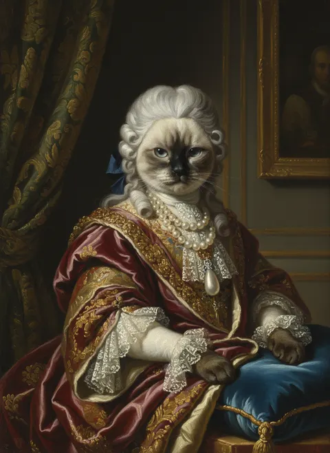 Siamese painted in the Baroque Aristocrat style