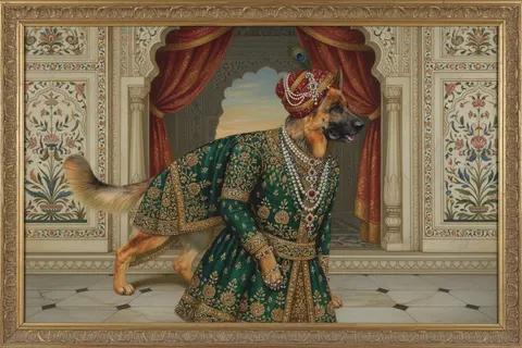 German Shepherd painted in the Indian Royalty style