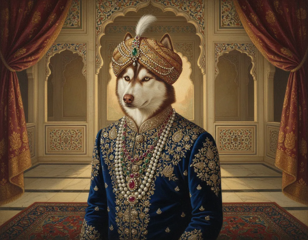 Siberian Husky painted in the Indian Royalty style