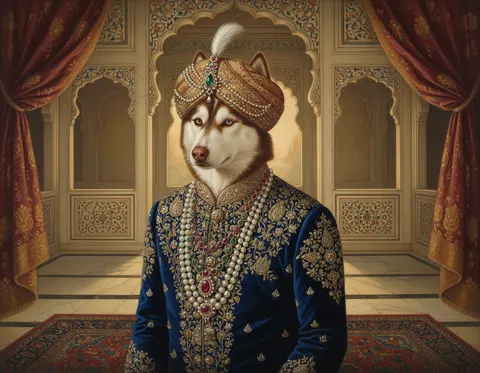 Siberian Husky painted in the Indian Royalty style