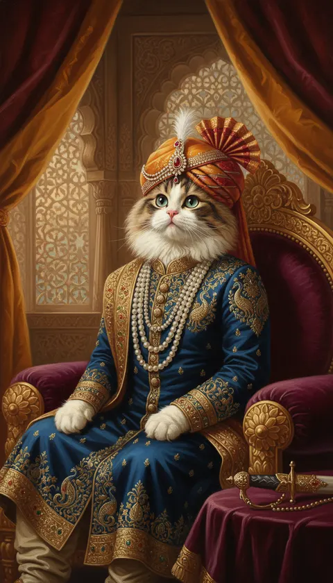Cat painted in the Maharaja style